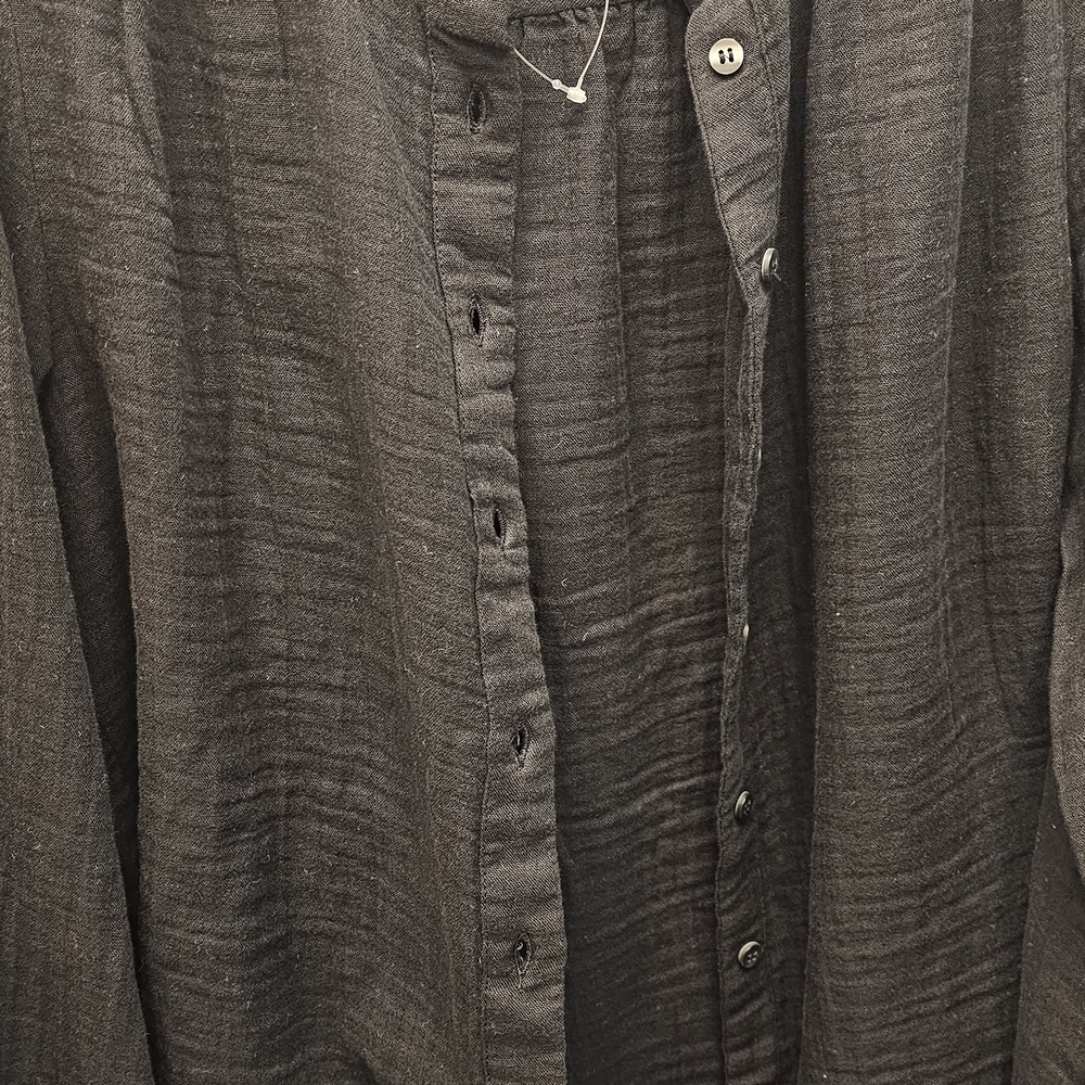 GAP Black Crinkle Gauze Shirt With Mandarin Collar Size S New